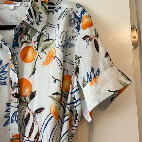 Chico's Orange Gray Midi Sundress with Notched Collar - Picture 3 of 7